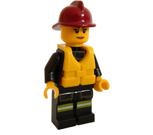 LEGO Pompiere con Rosso scuro Casco e Giubbotto di salvataggio Minifigure