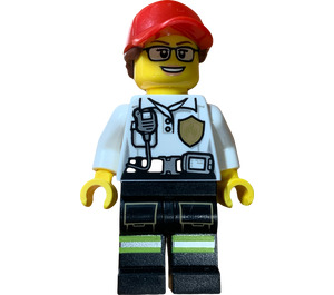 LEGO Firefighter with Red Cap and Ponytail Minifigure