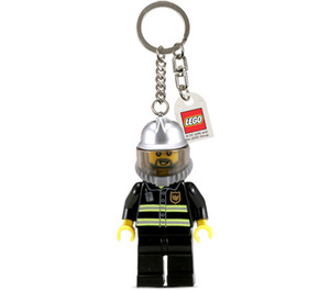 LEGO Firefighter with Silver Helmet and Logo Tile Key Chain (851537)