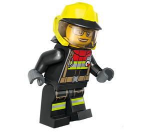 LEGO Firefighter with Vibrant Yellow Firefighter Helmet and Glasses Minifigure