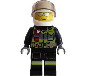 LEGO Firefighter with White Helmet and Safety Vest Minifigure