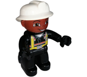 LEGO Fireman Frank with Black Legs Duplo Figure with Black Hands