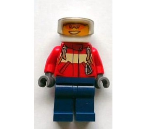 LEGO Brannmann Helikopter Pilot med Rød Topp Minifigur