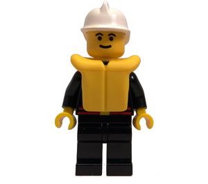 LEGO Fireman with Black Uniform and Life Jacket Minifigure