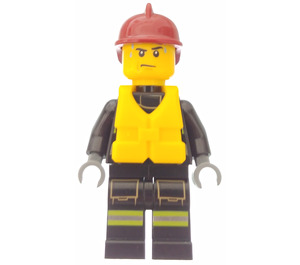 LEGO Brandman med Mörkröd Hjälm och Flytväst Minifigur