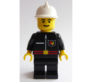 LEGO Fireman with Flame Badge Zipper and White Fire Helmet Minifigure