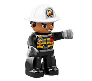 LEGO Fireman with Gray Hands and White Helmet with Badge Duplo Figure