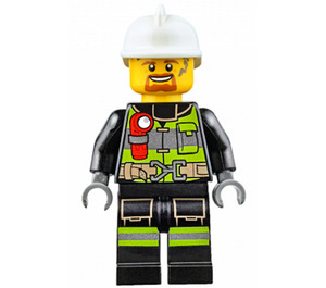 LEGO Fireman with Helmet and Beard Minifigure