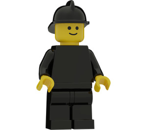 LEGO Brandweerman met Vlak Zwart Torso Minifiguur