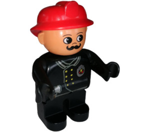 LEGO Fireman mit rot Helm und Moustache Duplo Abbildung