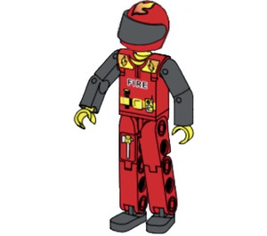 LEGO Fireman with Red Legs and Helmet Technic Figure
