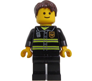 LEGO Feuerwehrmann mit Reflektierende Streifen und Golden Abzeichen, Zerzaustes Haar Minifigur