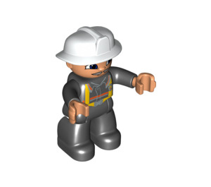 LEGO Fireman mit Weiß Helm und Moustache Duplo Abbildung mit Fleischhänden