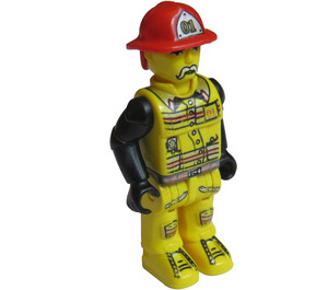 LEGO Brandweerman met Wit Snor en 01 aan Helm Minifiguur