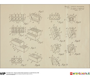 LEGO First Edition Print - Page from British Patent Application for Elements, 1968 (5006004)