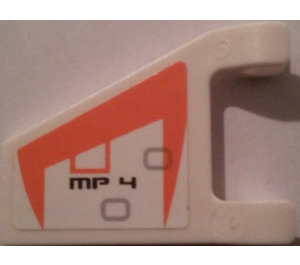 LEGO Vlag 2 x 2 Angled met 'MP 4', Oranje Stripe (Links) Sticker zonder uitlopende rand (44676)