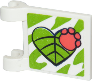 LEGO Flag 2 x 2 with Paw Print on Heart Shaped Leaf Sticker without Flared Edge (2335)