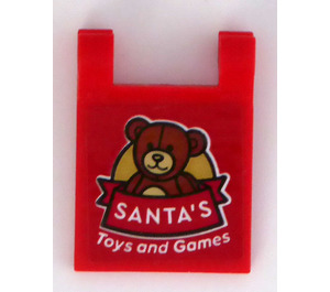 LEGO Flag 2 x 2 with Teddy Bear and 'SANTA'S Toys and Games' Sticker with Flared Edge (80326)