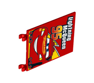 LEGO Flagge 6 x 4 mit 2 Anschlüsse mit Lightning McQueen 95 Gelb flash behind (2525 / 34237)