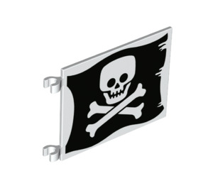 LEGO Flag 6 x 4 med 2 Stik med Kranium og crossbones på Sort background (2525 / 69437)