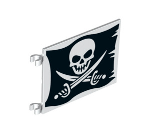 LEGO Flag 6 x 4 with 2 Connectors with Skull and crossbones on ripped black flag (2525 / 19192)