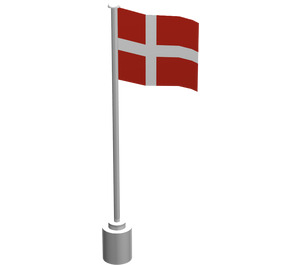 LEGO Flag on Flagpole with Denmark without Bottom Lip (776)