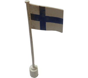LEGO Flag on Flagpole with Finland with Bottom Lip (777)