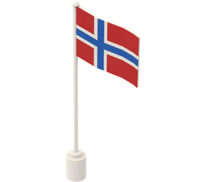 LEGO Flag on Flagpole with Norway with Bottom Lip (777)
