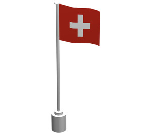 LEGO Flag on Flagpole with Switzerland without Bottom Lip (776)