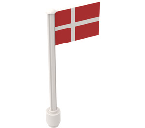 LEGO Flagge auf Ridged Flagpole mit Denmark Flagge Aufkleber (3596)