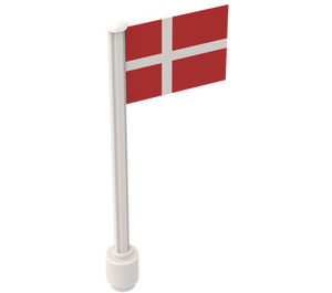 LEGO Flag on Ridged Flagpole with Denmark Flag Sticker (3596)