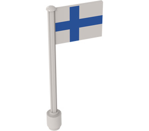 LEGO Flag on Ridged Flagpole with Finland Flag Sticker (3596)