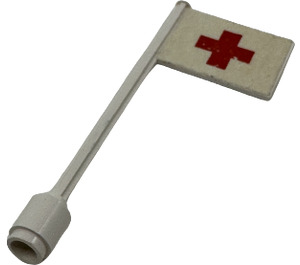 LEGO Flag on Ridged Flagpole with Red Cross on Both Sides Sticker (3596)