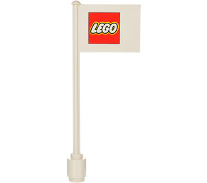 LEGO Vlag aan Ridged Flagpole met Klein LEGO logo (3596)