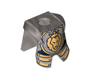 LEGO Platt Silver Rustning Breastplate med Ben Protection med Gold Lejon Huvud (2587 / 14495)