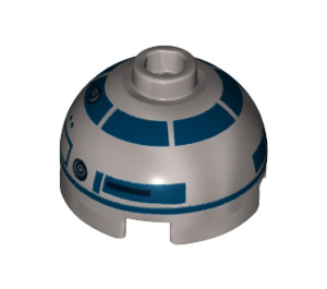 LEGO Flat Silver Brick 2 x 2 Round with Dome Top with Red Dots and Dark Blue Pattern (Hollow Stud, Axle Holder) (15795 / 30367)
