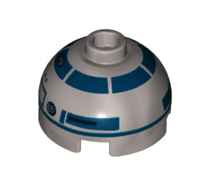 LEGO Flat Silver Brick 2 x 2 Round with Dome Top with Red Dots and Dark Blue Pattern (with Axle Holder) (15795 / 30367)