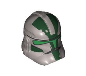 LEGO Flat Silver Clone Trooper Helmet (Phase 2) with Green Stripes (16191 / 47189)