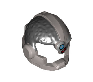 LEGO Flat Silver Cyborg Helmet with Black Hair and Azure Dot (34971 / 43863)