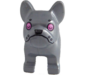 LEGO Flat Silver French Bulldog with Pink Eyes