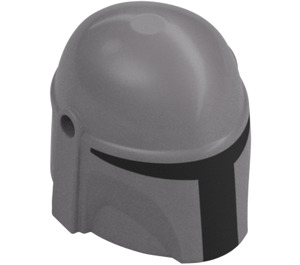 LEGO Effen zilver Helm met Zijkanten Gaten met Mandalorian Zwart Sectie (64220 / 105748)