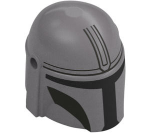 LEGO Flat Silver Helmet with Sides Holes with Mandalorian Black with Stripe (3807 / 106132)