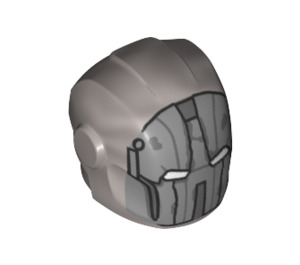LEGO Flaches Silber Helm mit Smooth Vorderseite mit Silber Faceplate und Weiß Augen (28631 / 80747)