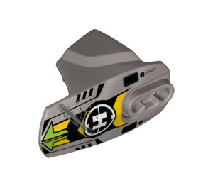 LEGO Flaches Silber Hero Factory Armor mit Kugelgelenkpfanne Größe 5 mit 'H', Lime Pfeil, Schwarz Streifen (16435 / 90639)