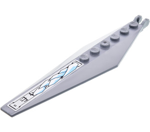 LEGO Flat Silver Hinge Plate 1 x 12 with Angled Sides and Tapered Ends with Wing Decoration Sticker (57906)