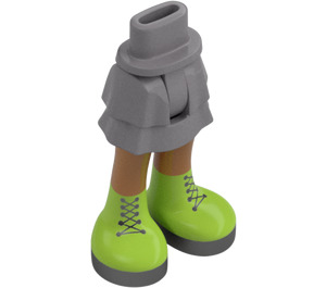 LEGO Effen zilver Heup met Kort Dubbele Layered Rok met Limoen Boots (36178 / 92818)