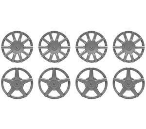 LEGO Flat Silver Hub Caps (5 and 10 Spokes) (18978)