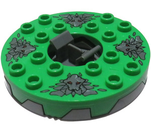 LEGO Effen Zilver Ninjago Spinner met Bright Green Top en Stone Heads (98354)