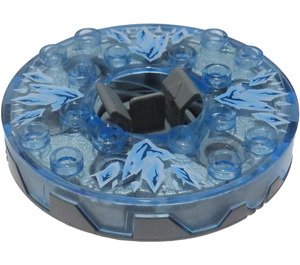 LEGO Płaski srebrny Ninjago Spinner z Przezroczysty Średni niebieski Góra I Ice Shards (98354)