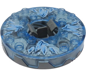 LEGO Flaches Silber Ninjago Spinner mit Transparent Medium Blau oben und Ice Shards (98354)